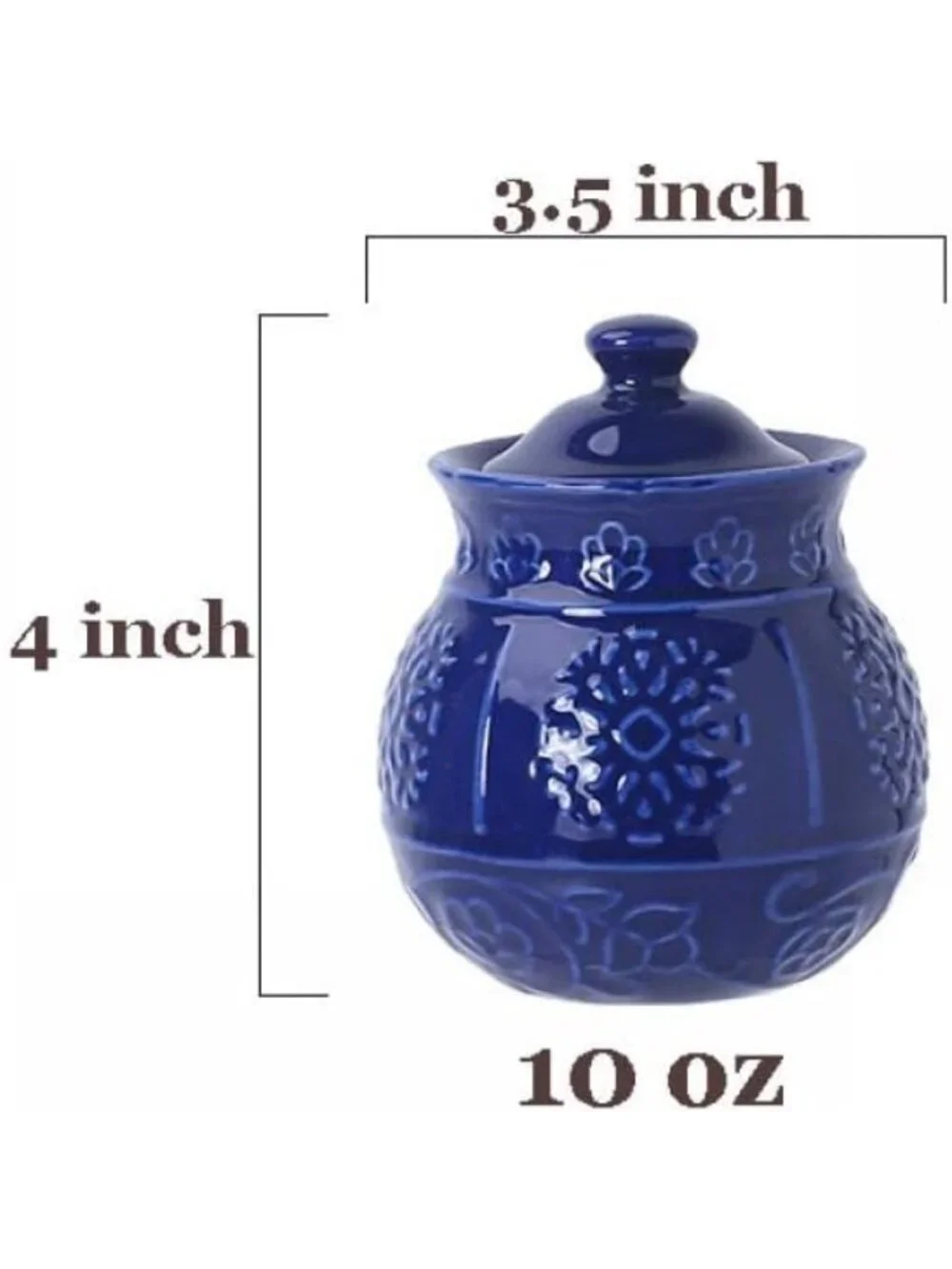 Blue Embossed Ceramic Sugar and Creamer Set with Lid & Spoon - 10oz Coffee Serve